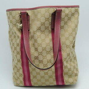 Gucci Handbag White Canvas Pigskin Beige Pink